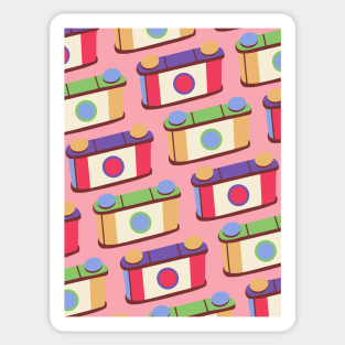 Retro Pinhole Camera Pattern - Spring Seasonal Color Palette Sticker